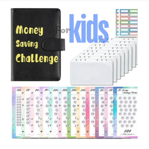 Kids Money Saving Challenge in Black