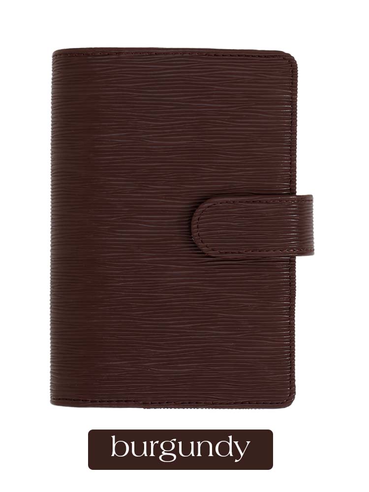 A6 Saffiano Epi Budget Binder in Burgundy