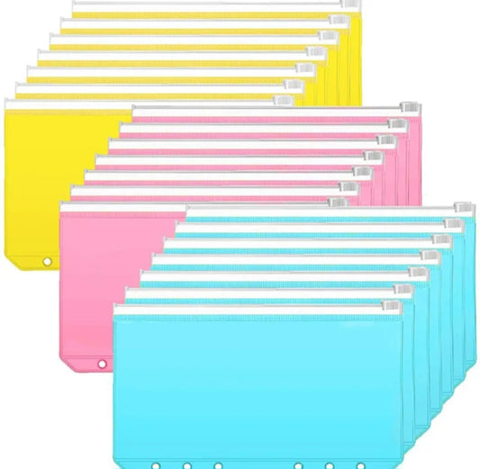 A6 Multicolor Zippered Envelopes (7pcs)