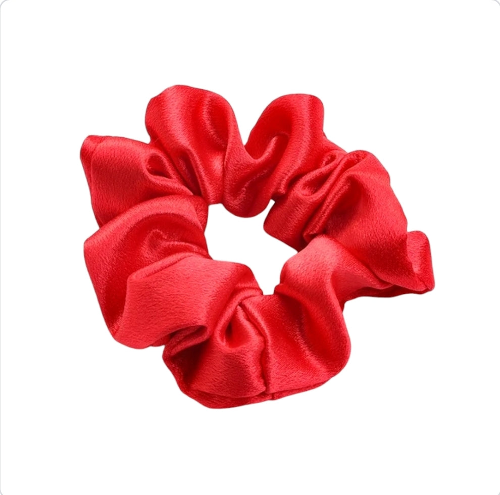 Satin Scrunchie in Bright Red