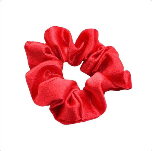 Satin Scrunchie in Bright Red