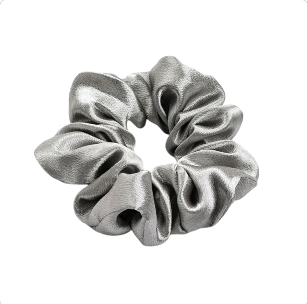 Satin Scrunchie in Silver