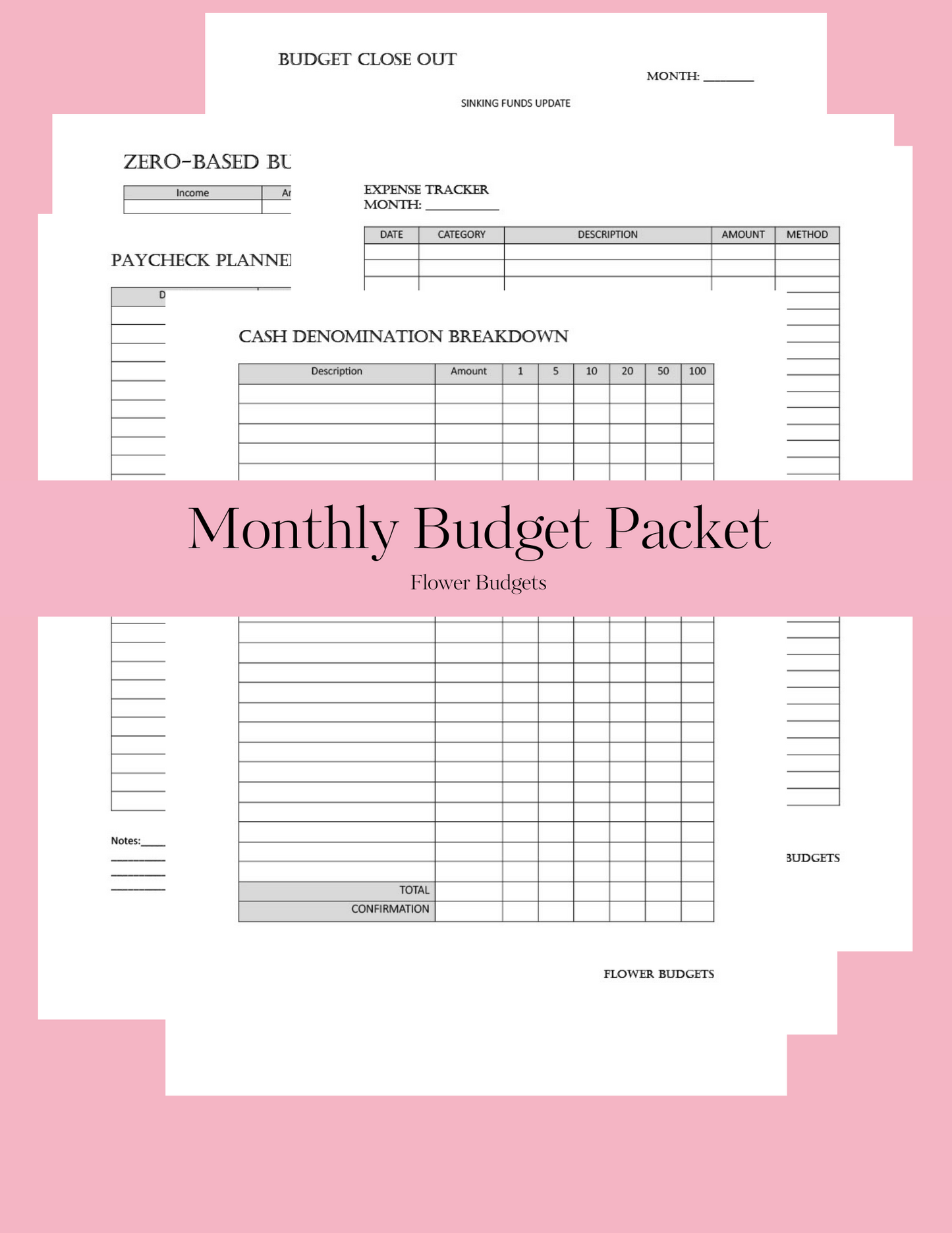 Monthly Budget Printable Packet (Digital Download)