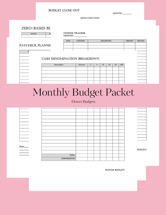 Monthly Budget Printable Packet (Digital Download)