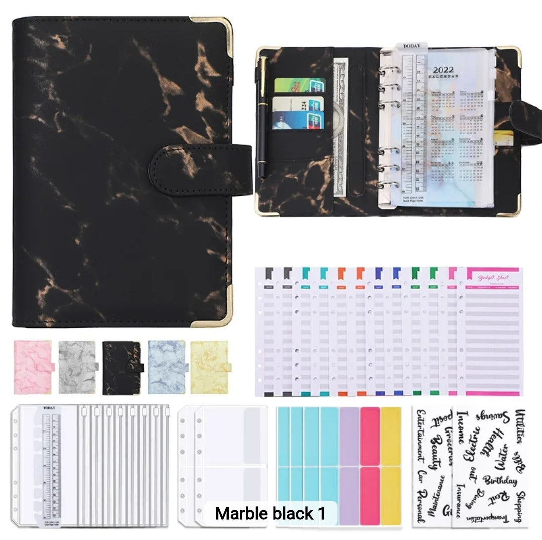 Marble A6 Budget Binder Set-Black