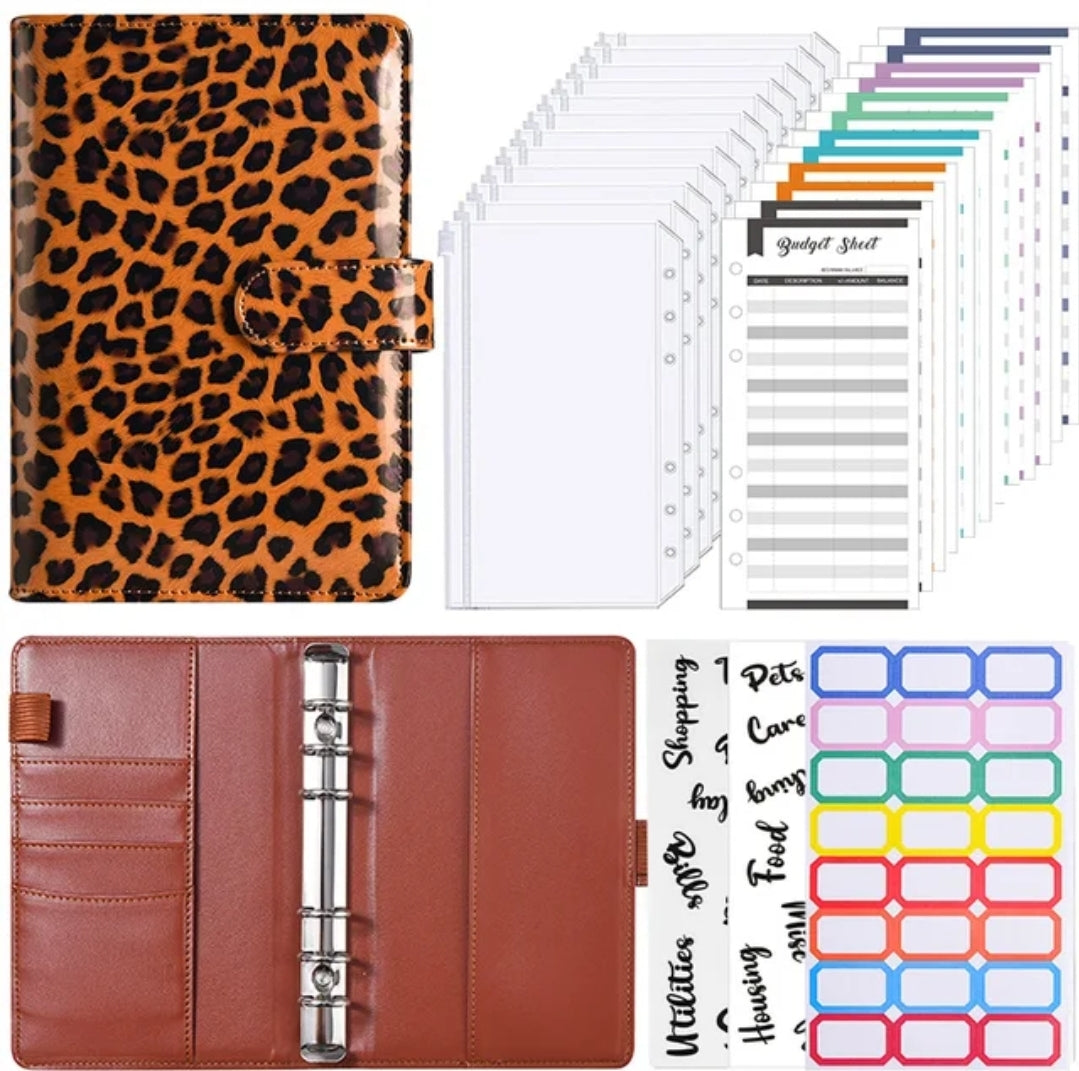 Leopard Budget Binder Set-Brown