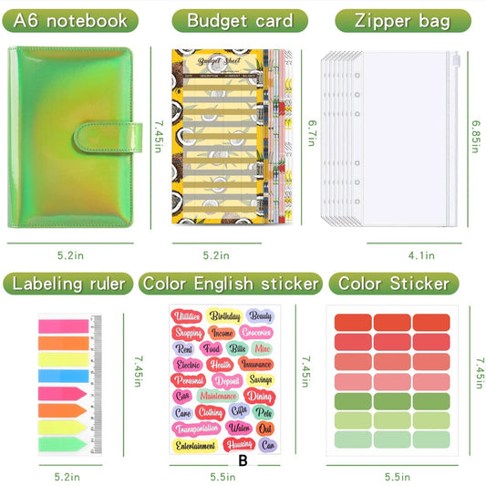 Holographic Budget Binder Set-Green