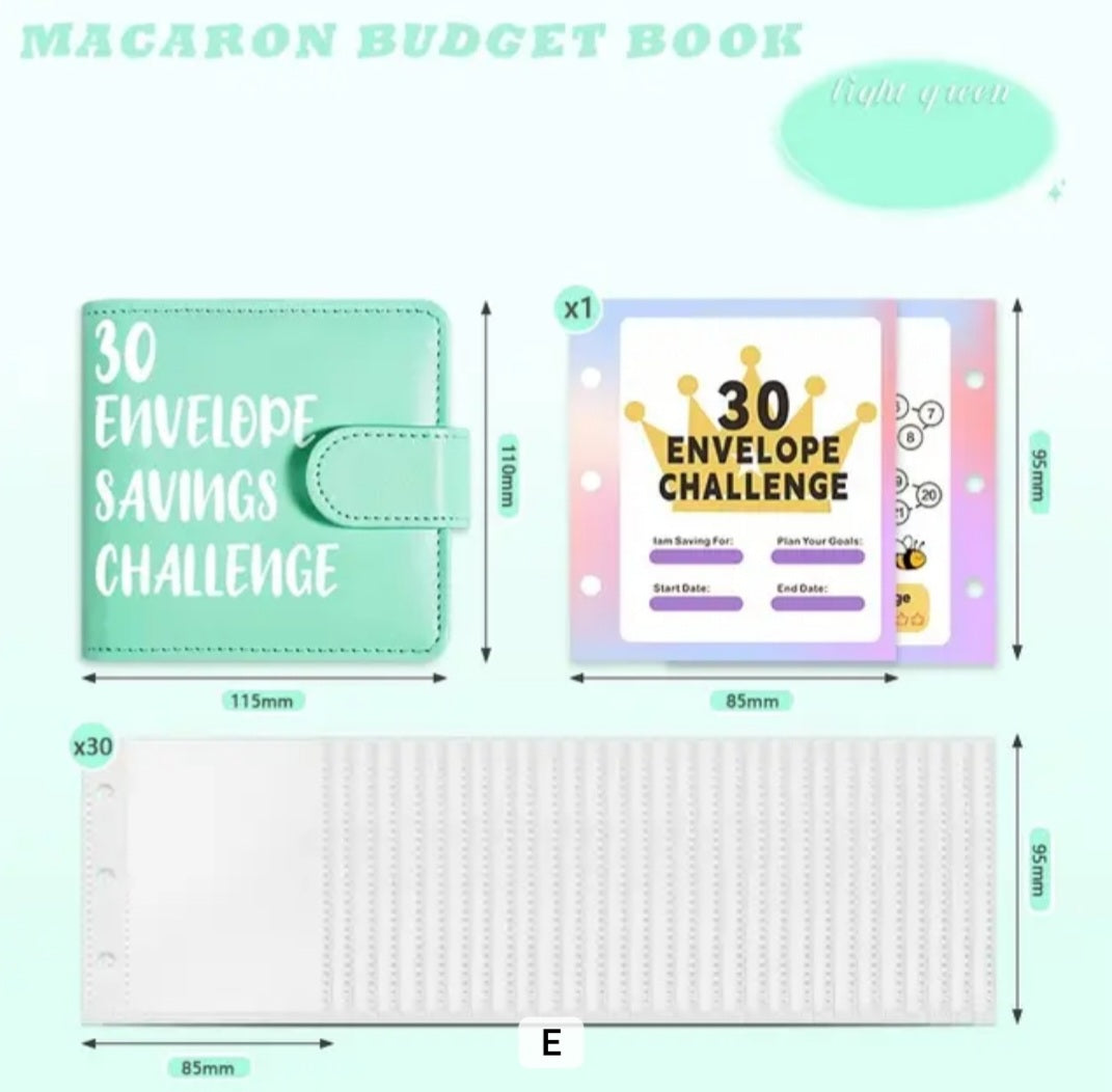 Mini 30 Envelope Savings Challenge in Light Green