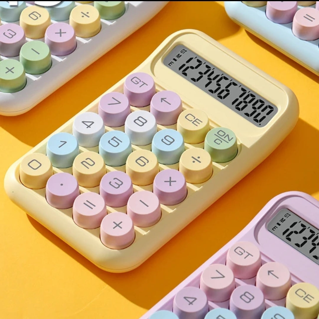 Mechanical Push Button Calculator in Pastel Colors