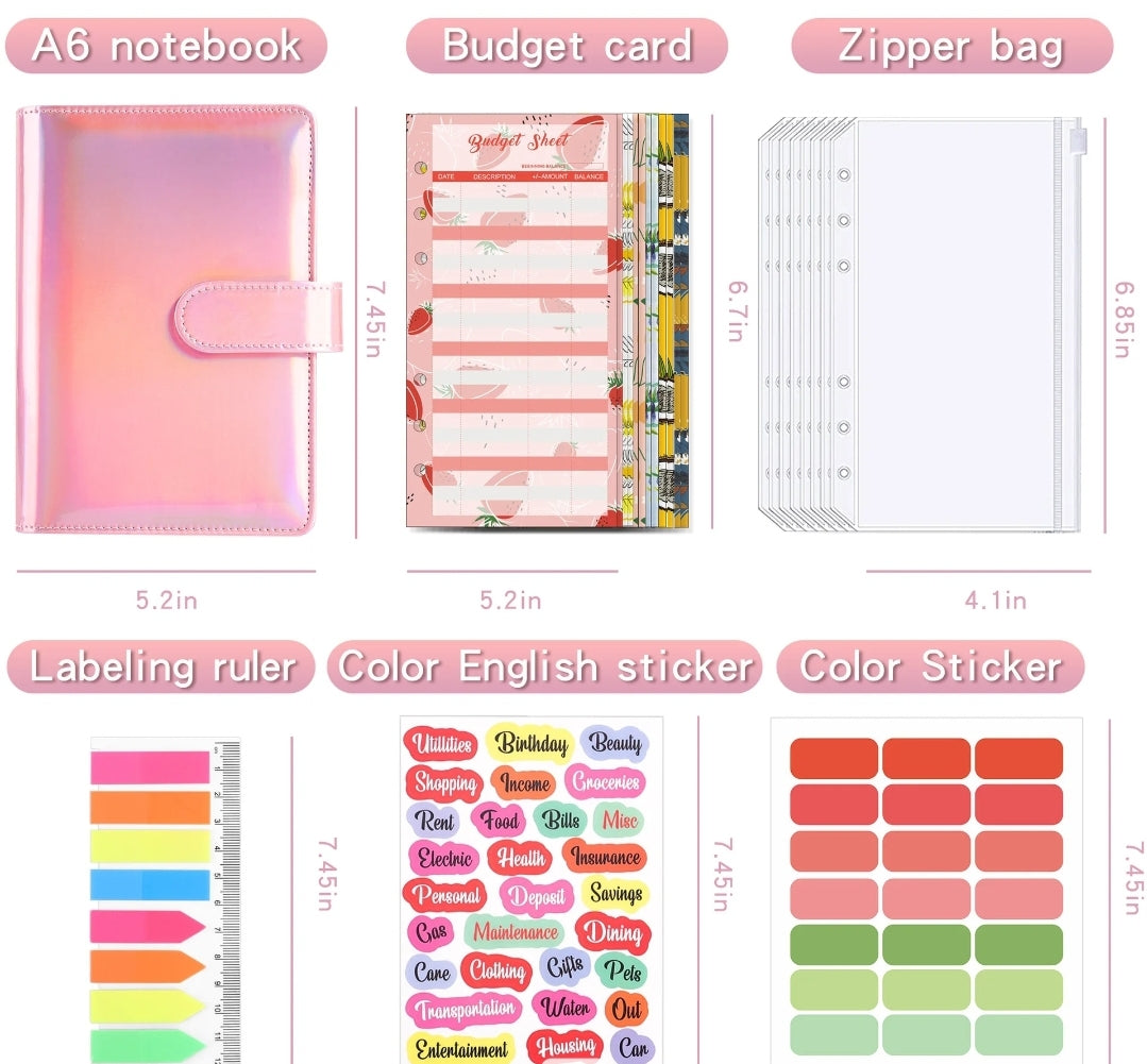 Holographic Budget Binder Set-Pink